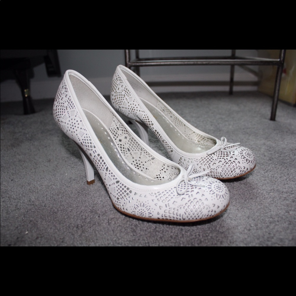 Never worn BCBG white heels
